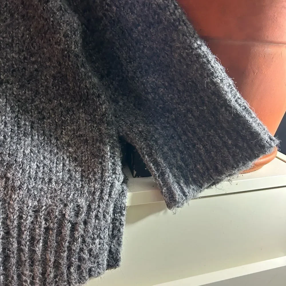Zara Charcoal Gray Chunky Turtleneck Sweater - Picture 4 of 16